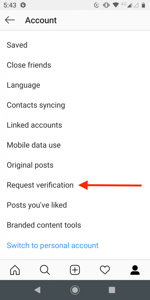 How to "request verification" on Instagram